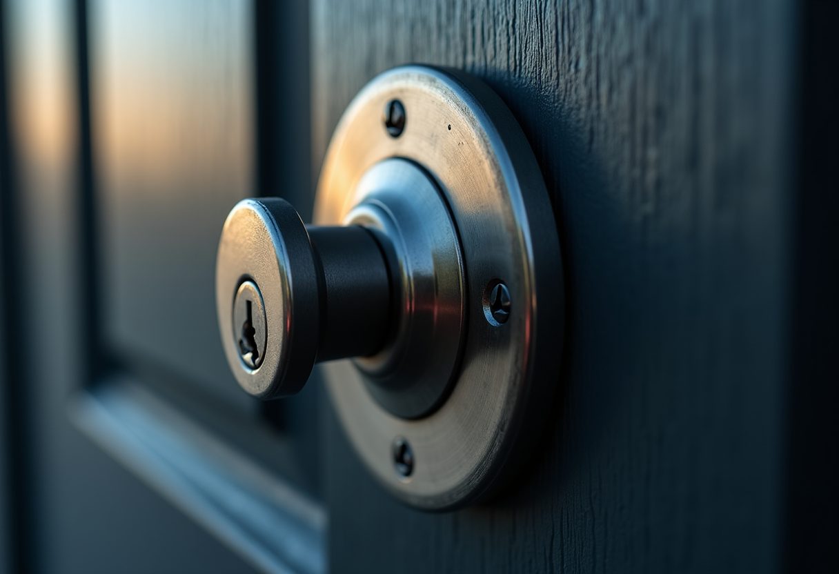 High-security steel deadbolt close-up — Pennant Hills